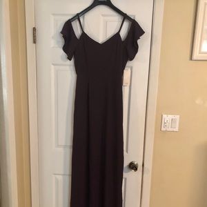 Tobi Wine Strapped Maxi w/Cold Shoulder Sleeve-MD